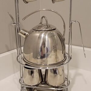 Melissa & Doug Child's Stainless Steel Tea Set with Stand